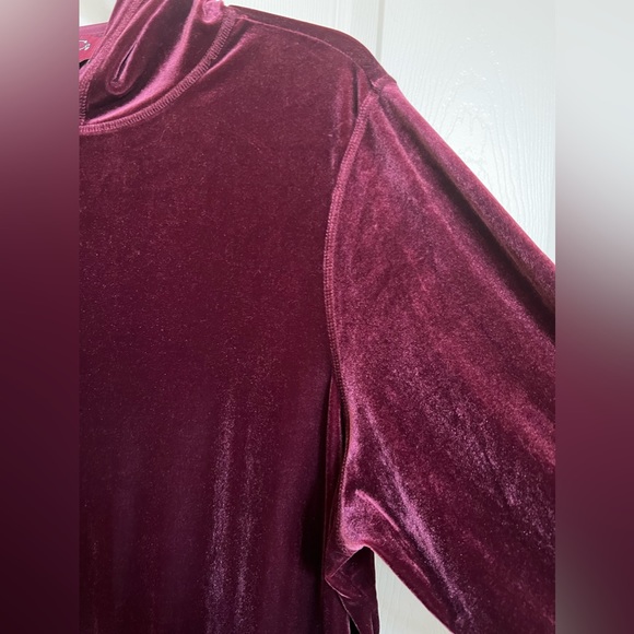 Velour, Denim & Company, Burgundy Tunic with Hood & Kangaroo pocket. - Picture 7 of 16